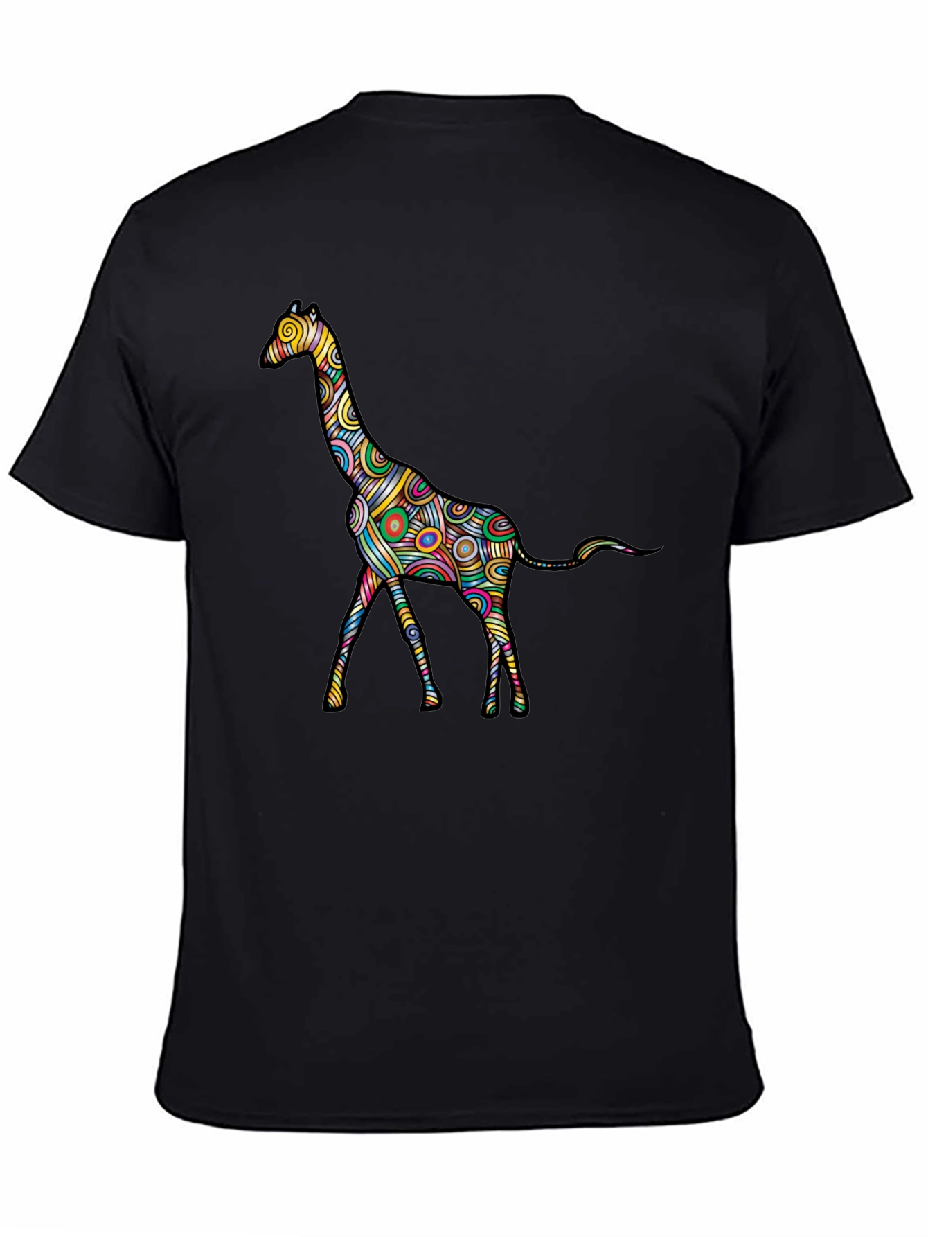 Psychedelic Giraffe Graphic Black T-Shirt