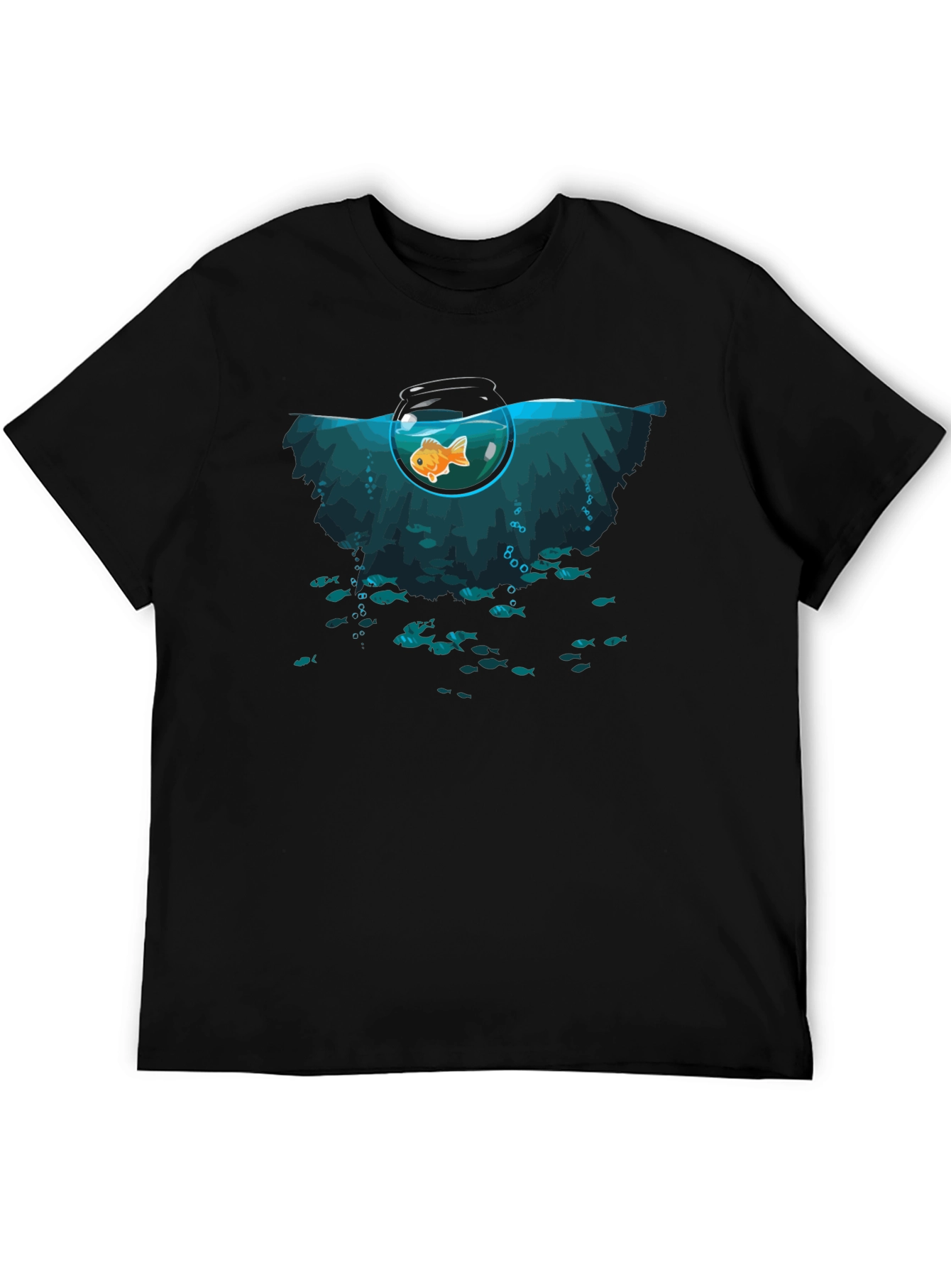Unique Goldfish Graphic Black T-Shirt