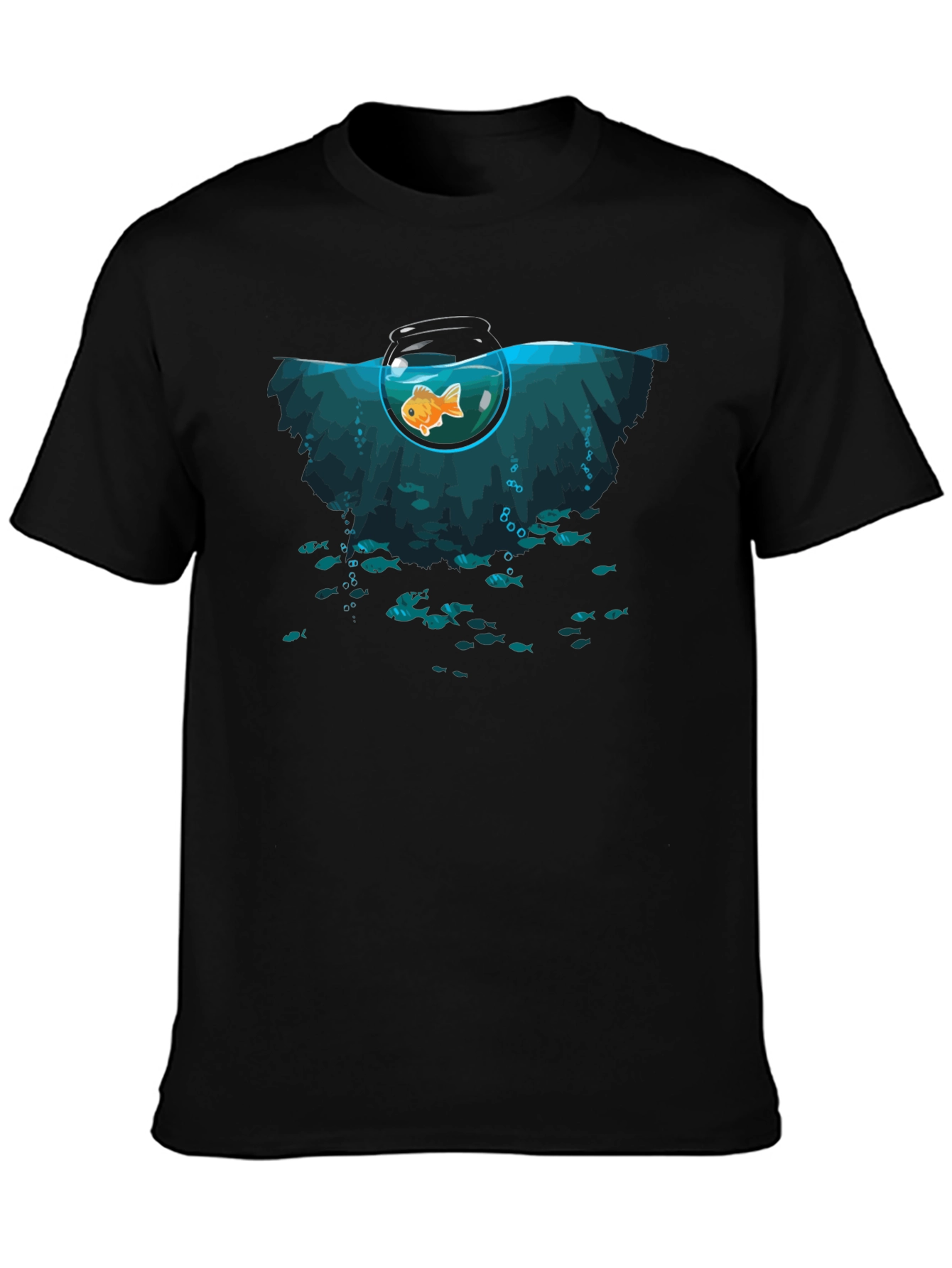 Unique Goldfish Graphic Black T-Shirt