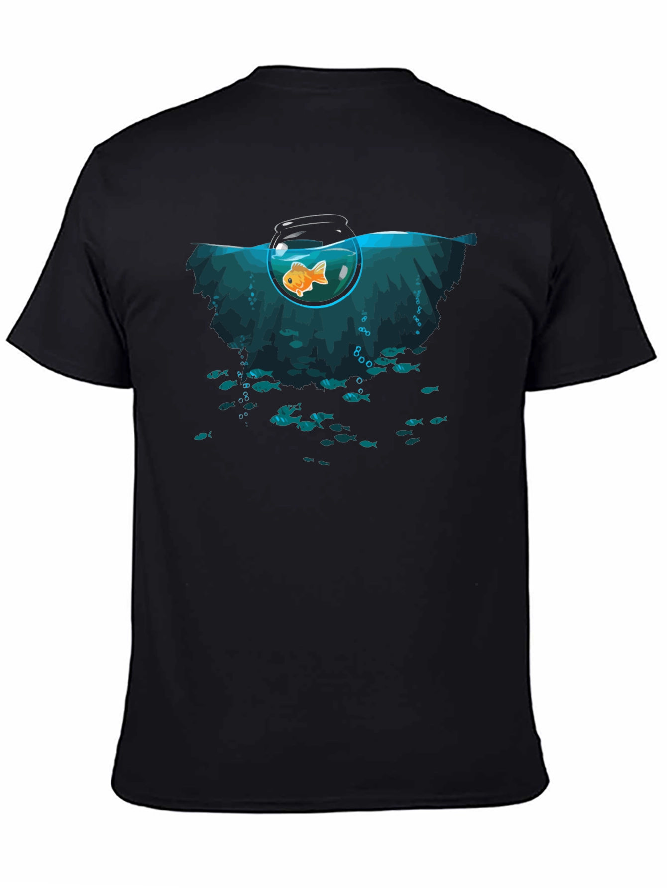Unique Goldfish Graphic Black T-Shirt
