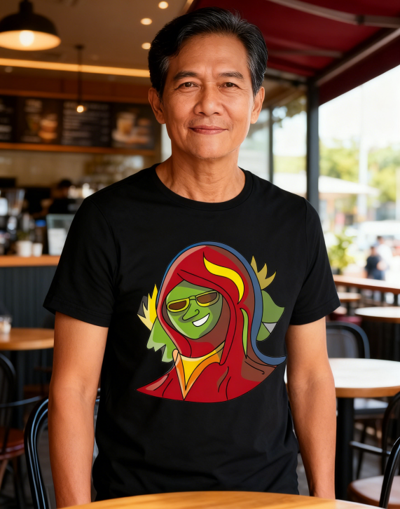 "Vibrant Hooded Icon" Graphic Tee