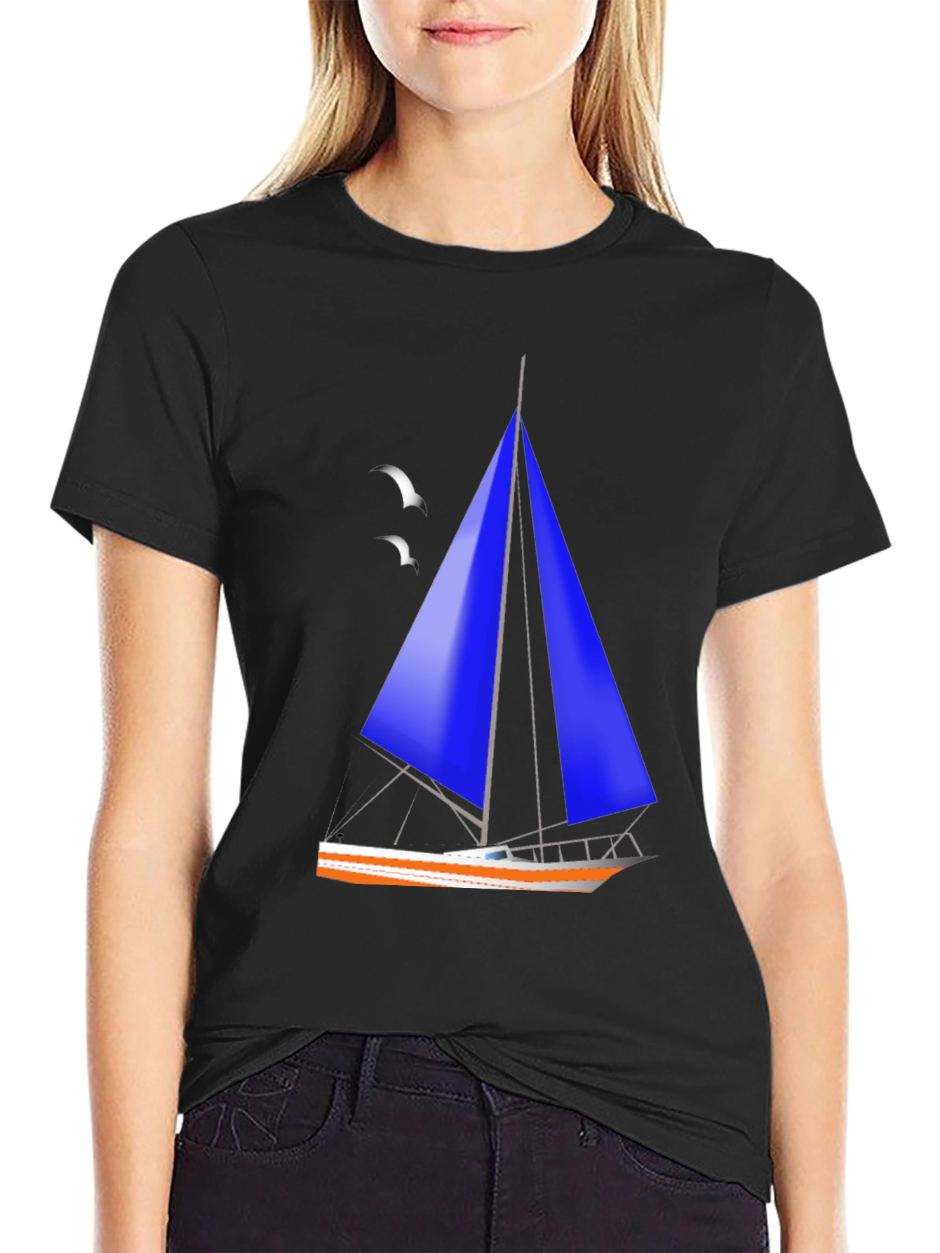 Sailboat Graphic Black T-Shirt