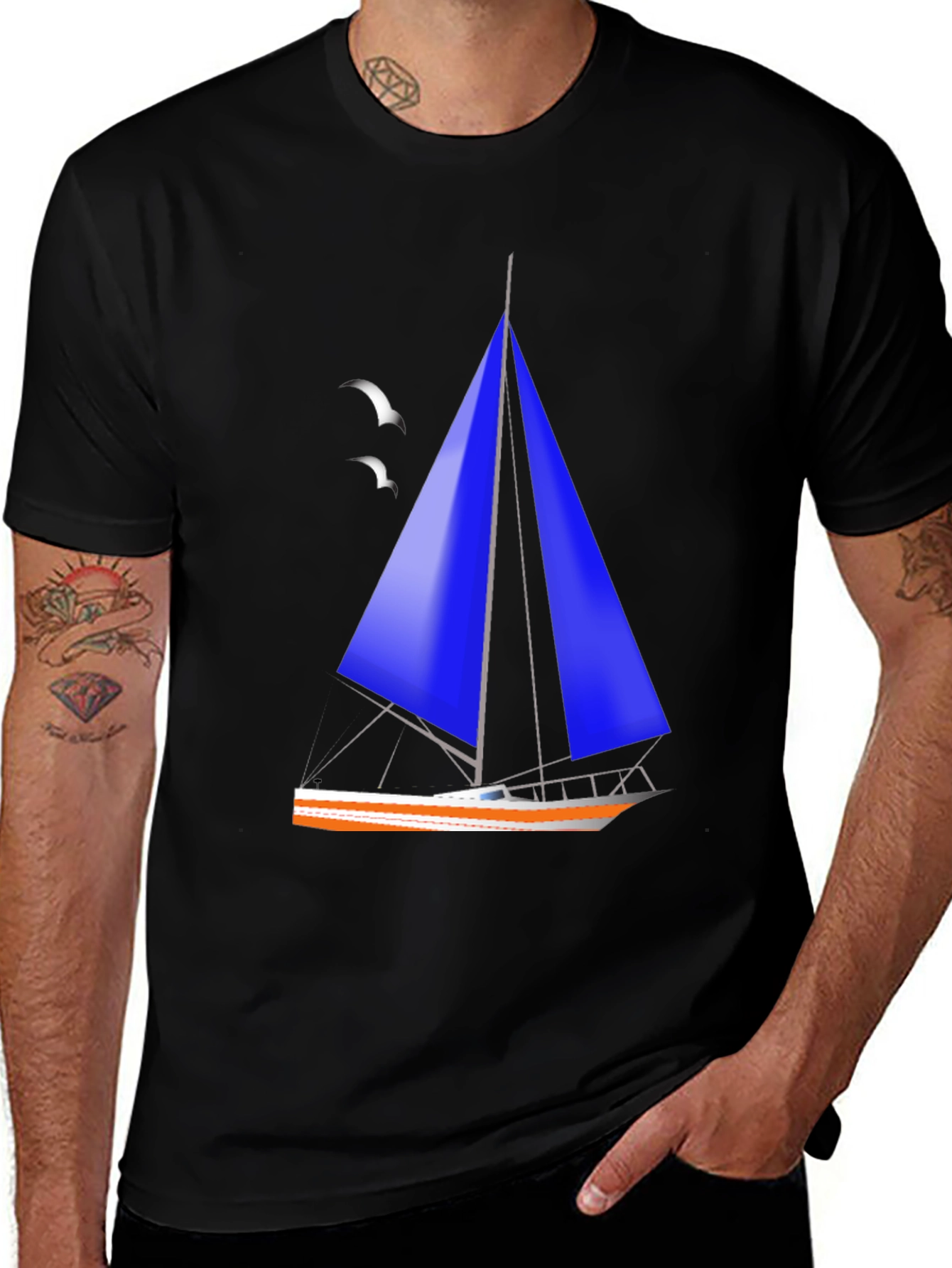 Sailboat Graphic Black T-Shirt