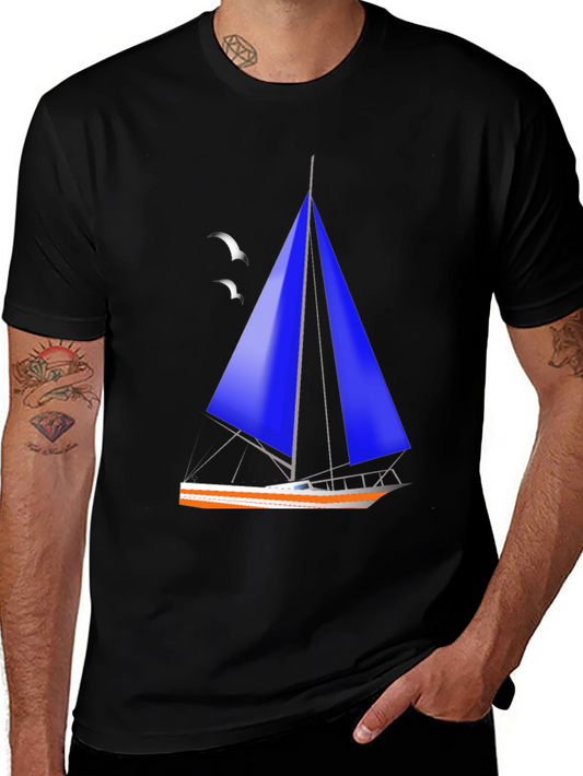 Sailboat Graphic Black T-Shirt