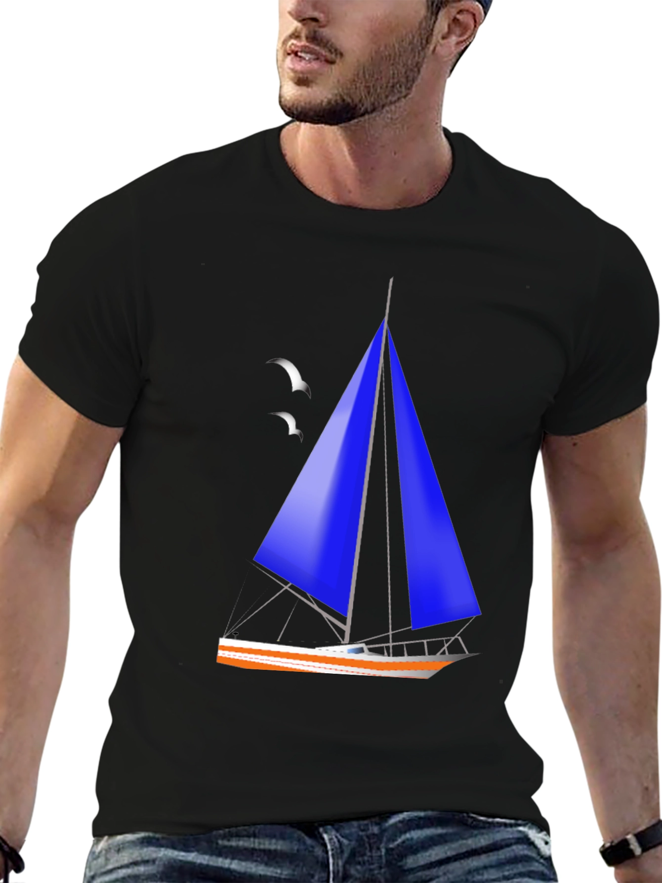 Sailboat Graphic Black T-Shirt