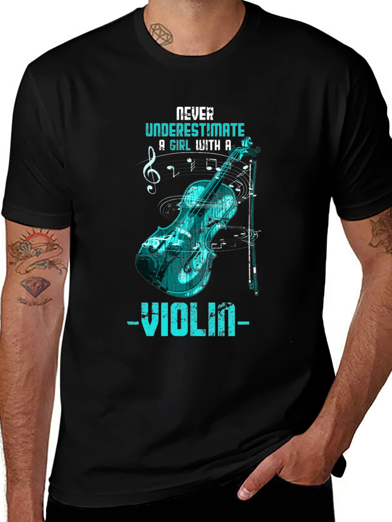 Never Underestimate Violinist Black T-Shirt