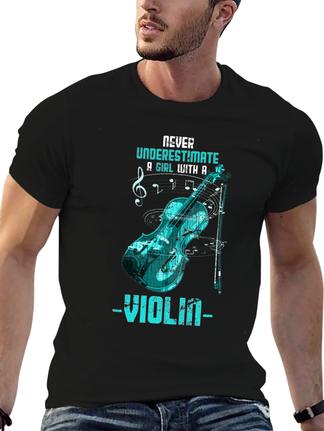 Never Underestimate Violinist Black T-Shirt