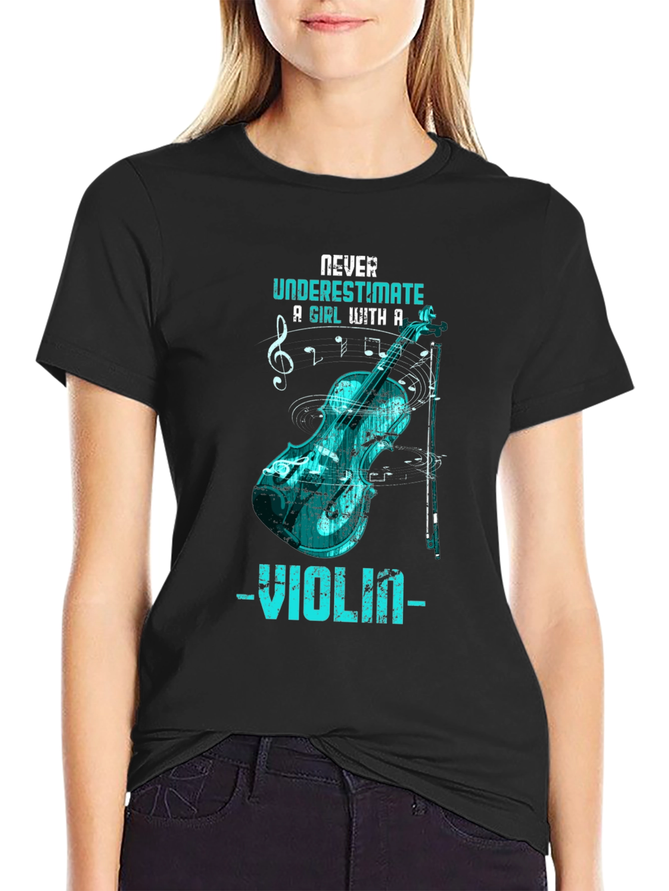 Never Underestimate Violinist Black T-Shirt