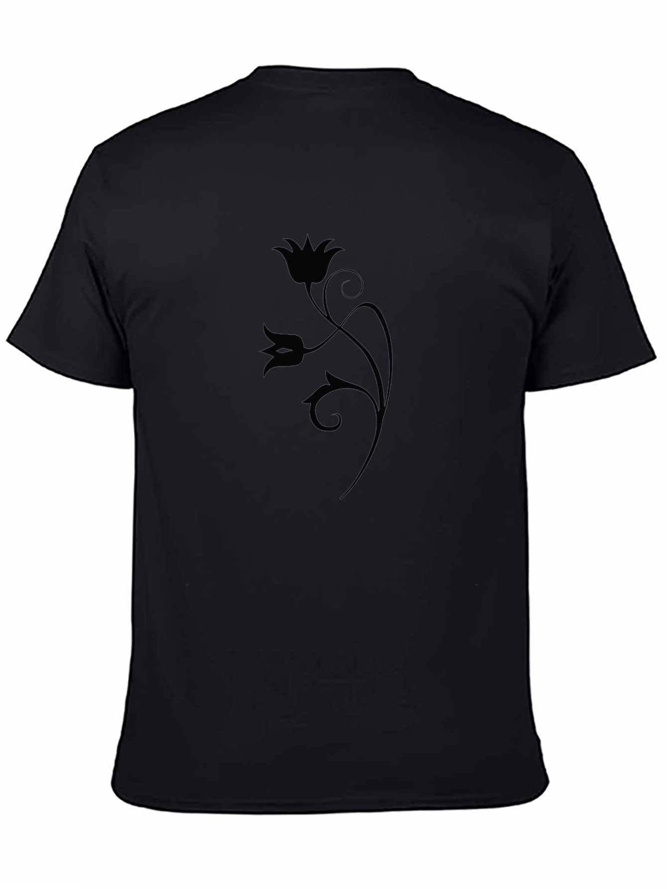 Elegant Floral Graphic Print Black T-Shirt