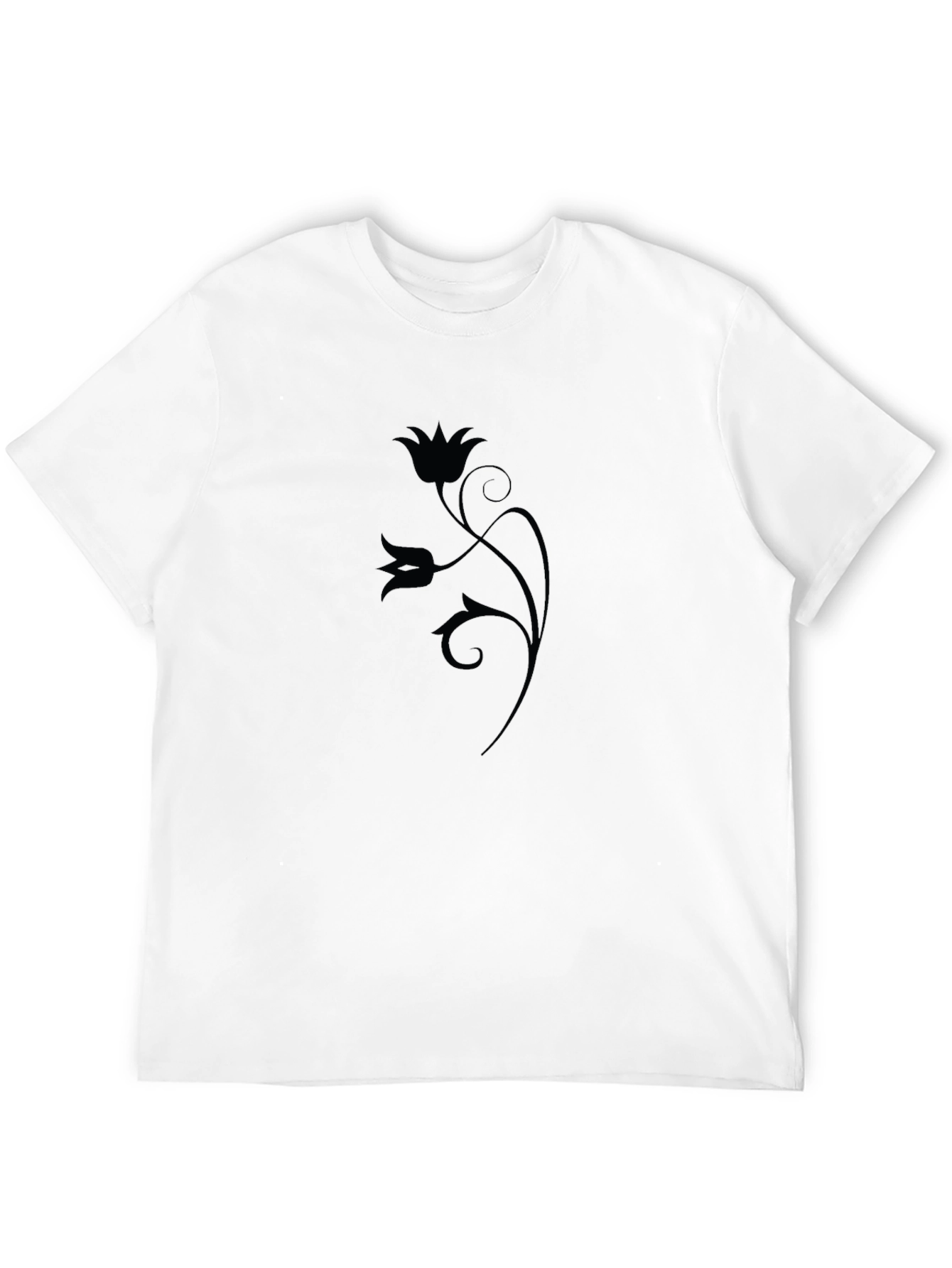 Elegant Floral Graphic Print Black T-Shirt