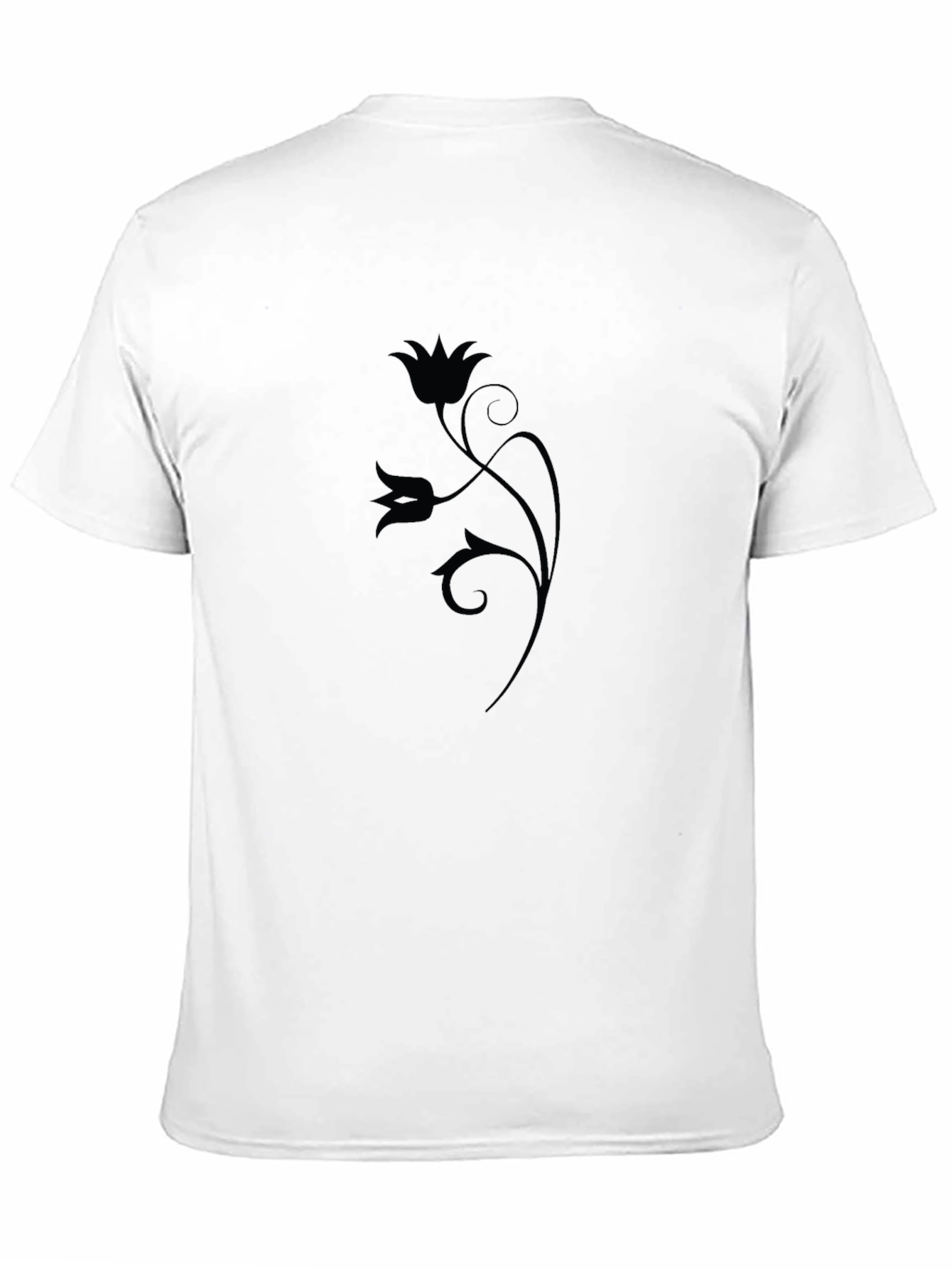 Elegant Floral Graphic Print Black T-Shirt