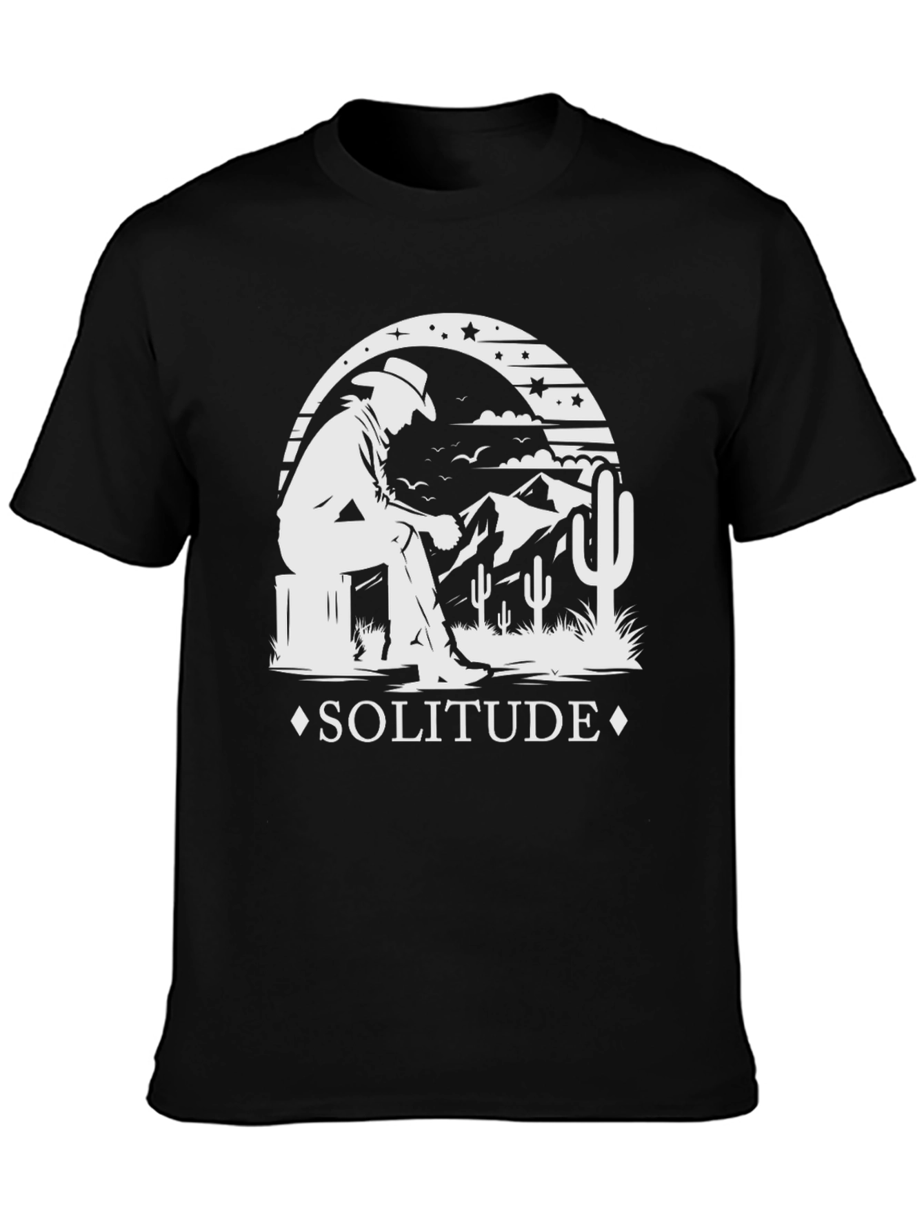 Solitude Cowboy Graphic Tee - Stylish Desert Theme T-Shirt