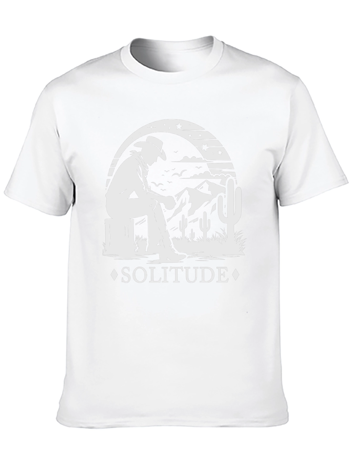 Solitude Cowboy Graphic Tee - Stylish Desert Theme T-Shirt
