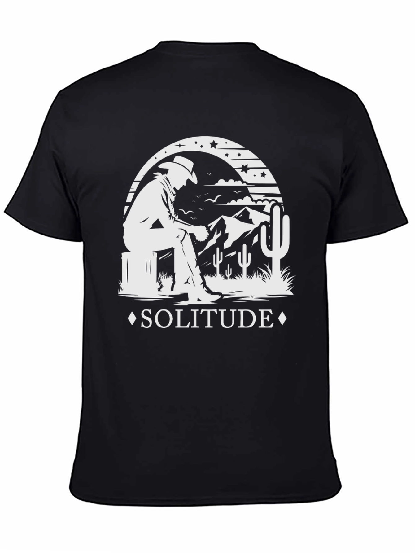 Solitude Cowboy Graphic Tee - Stylish Desert Theme T-Shirt