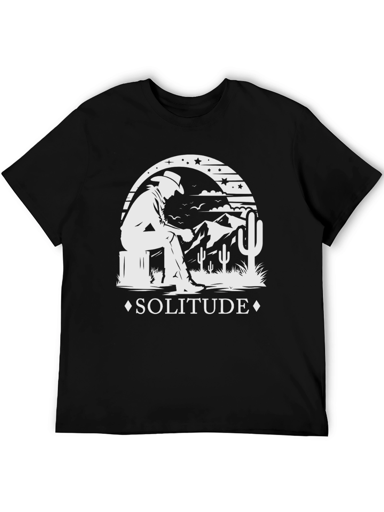 Solitude Cowboy Graphic Tee - Stylish Desert Theme T-Shirt