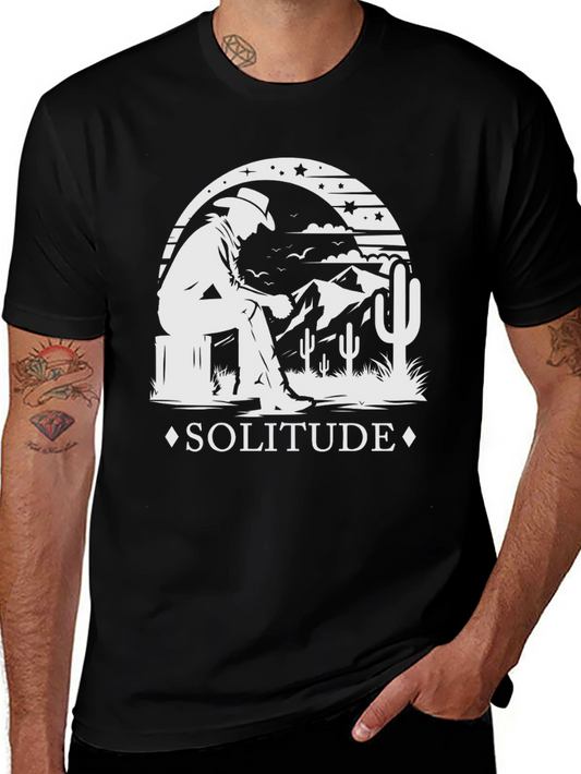 Solitude Cowboy Graphic Tee - Stylish Desert Theme T-Shirt