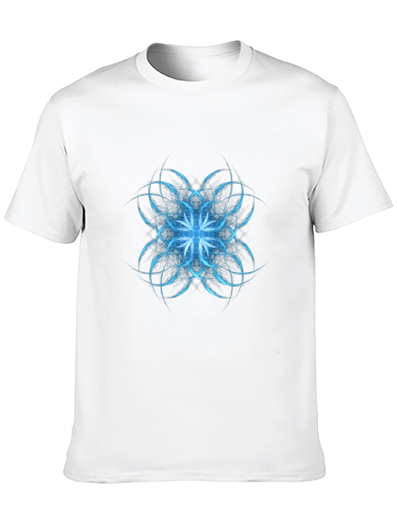 Abstract Blue Floral Graphic Black T-Shirt