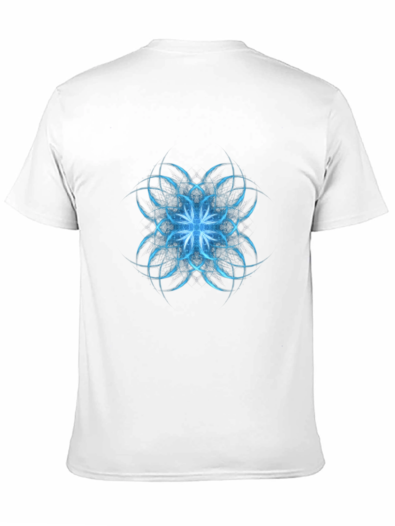 Abstract Blue Floral Graphic Black T-Shirt