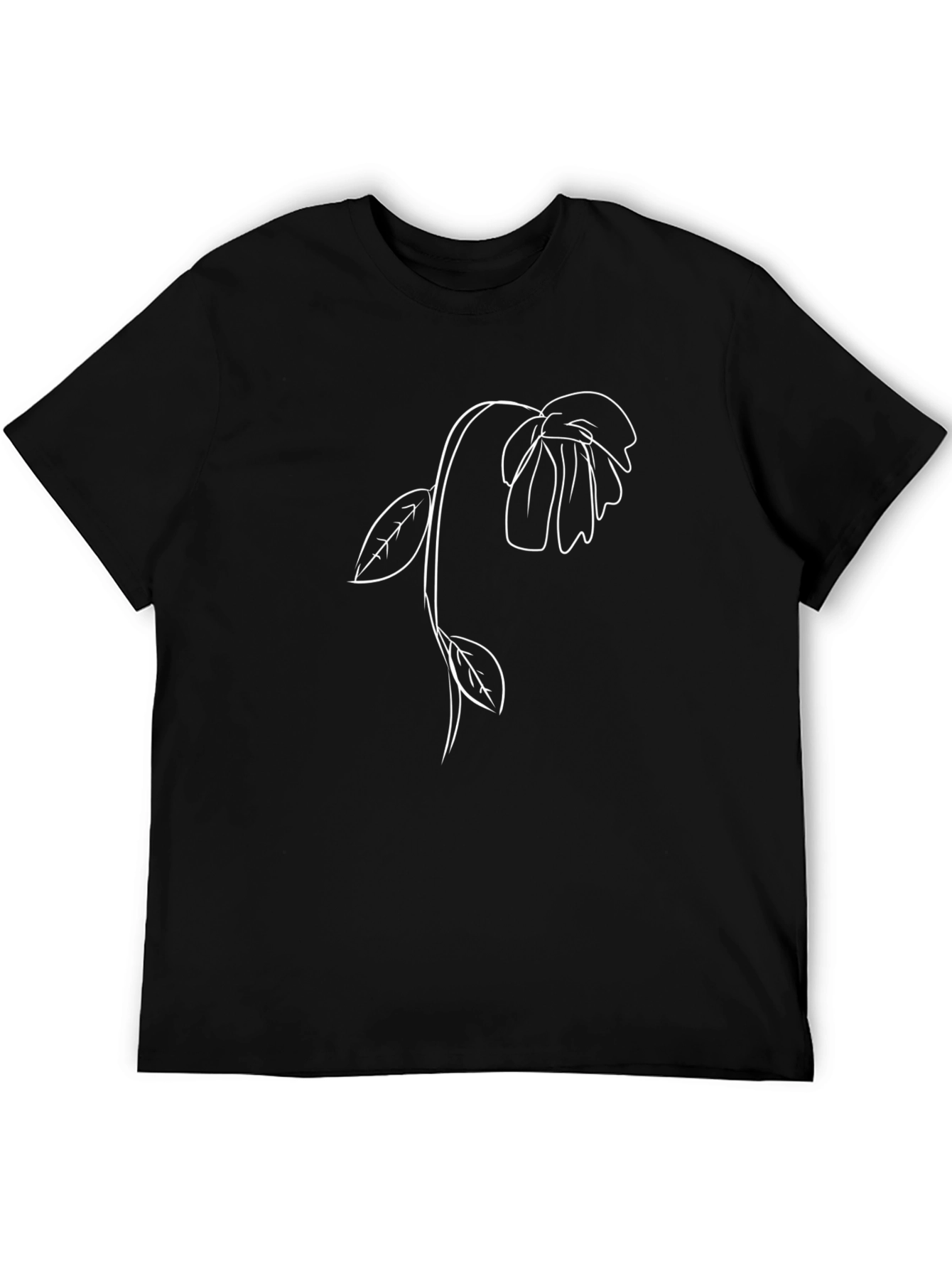 Minimalist Flower Graphic Black T-Shirt