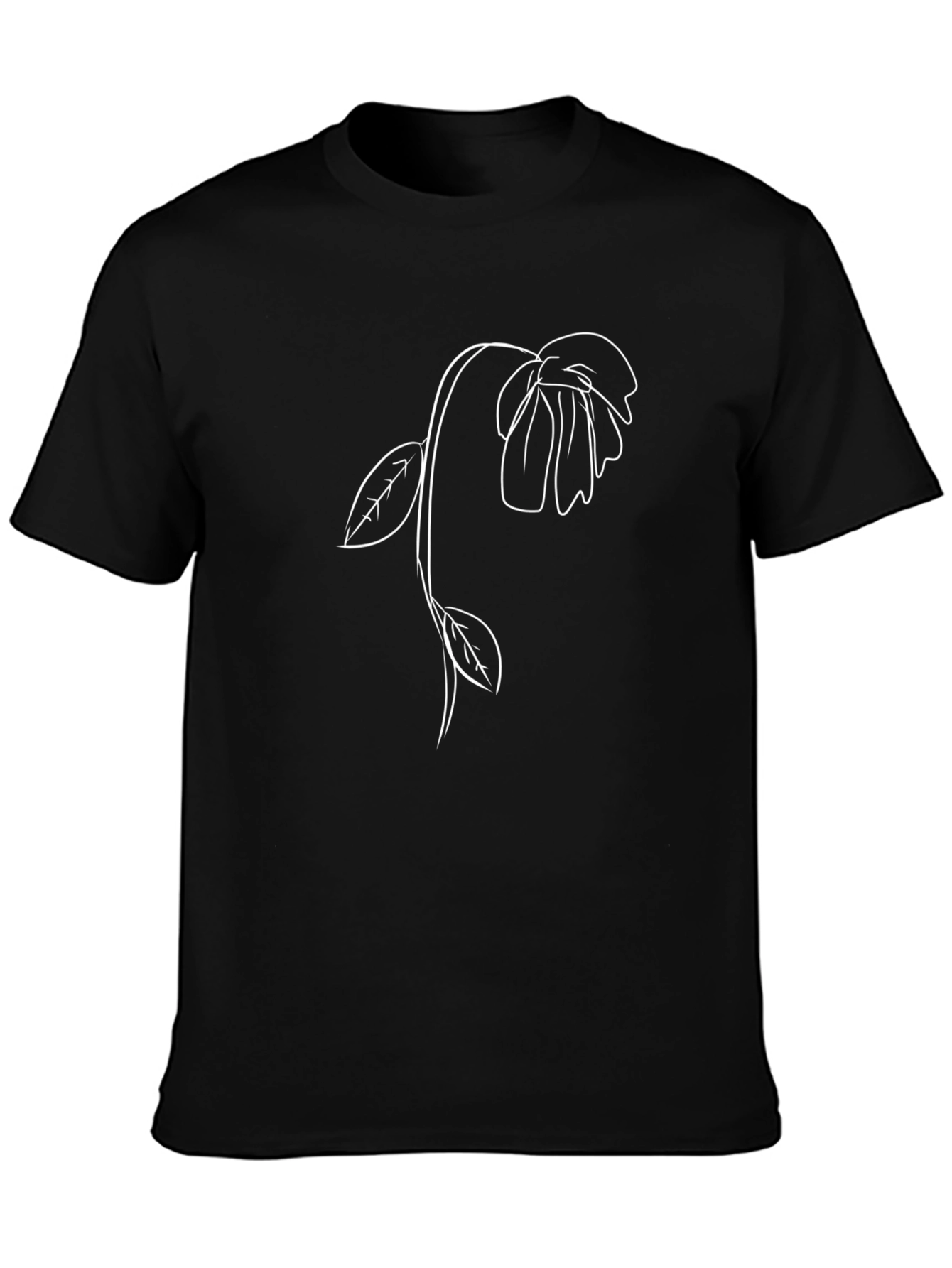 Minimalist Flower Graphic Black T-Shirt