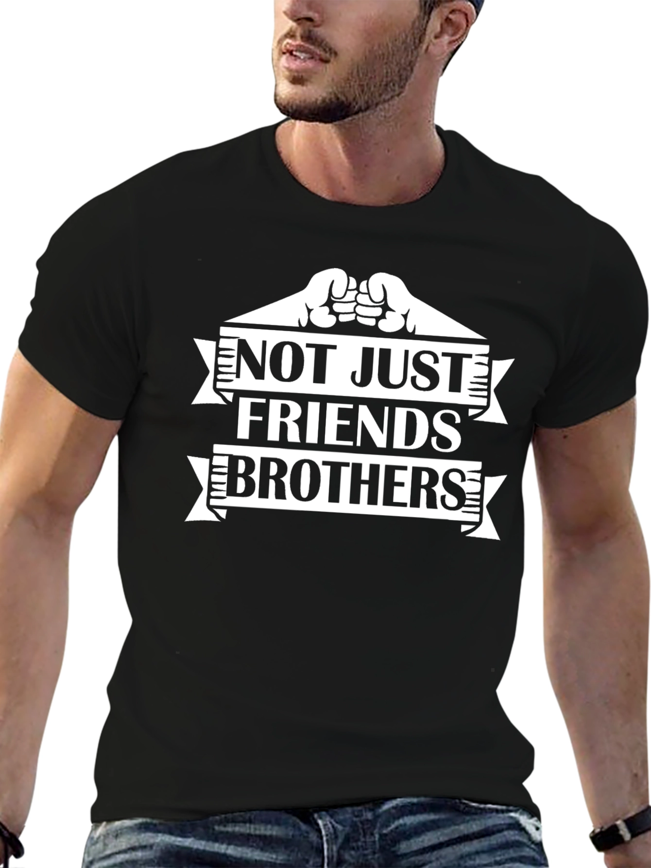 Not Just Friends Brothers Black Graphic Tee