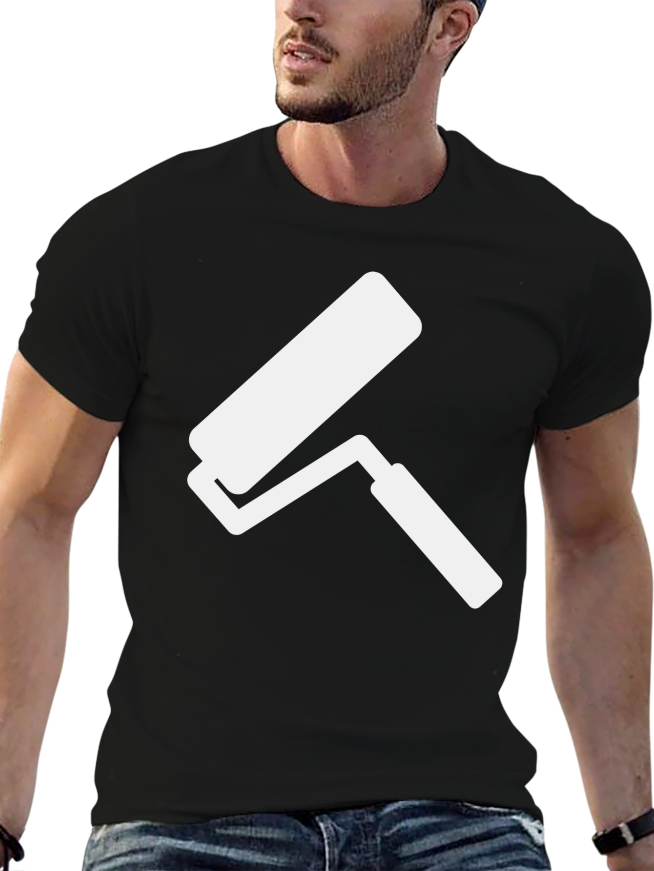 Paint Roller Graphic T-Shirt - Black Cotton Tee
