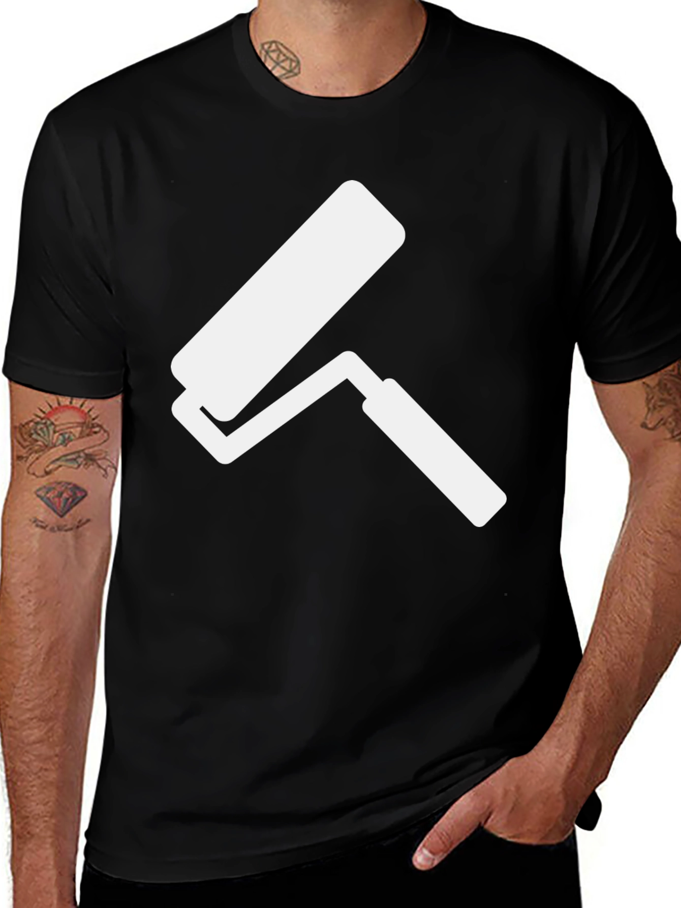Paint Roller Graphic T-Shirt - Black Cotton Tee