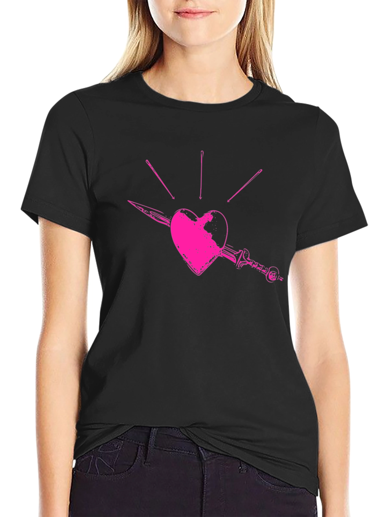 Stabbed Heart Graphic Tee - Black