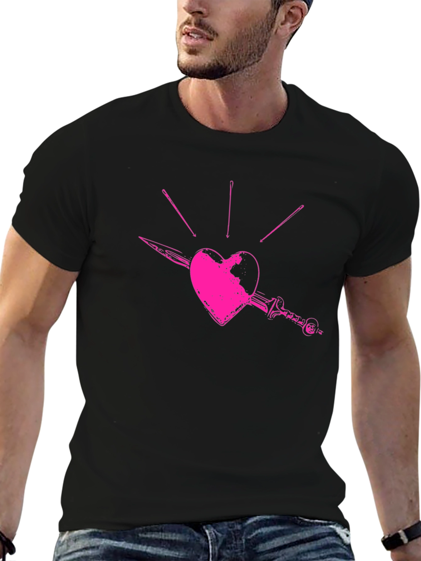 Stabbed Heart Graphic Tee - Black