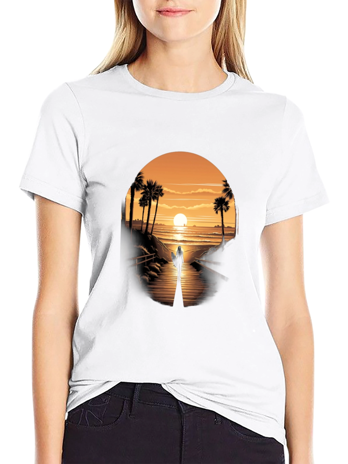 Sunset Surfer Graphic Tee - Black