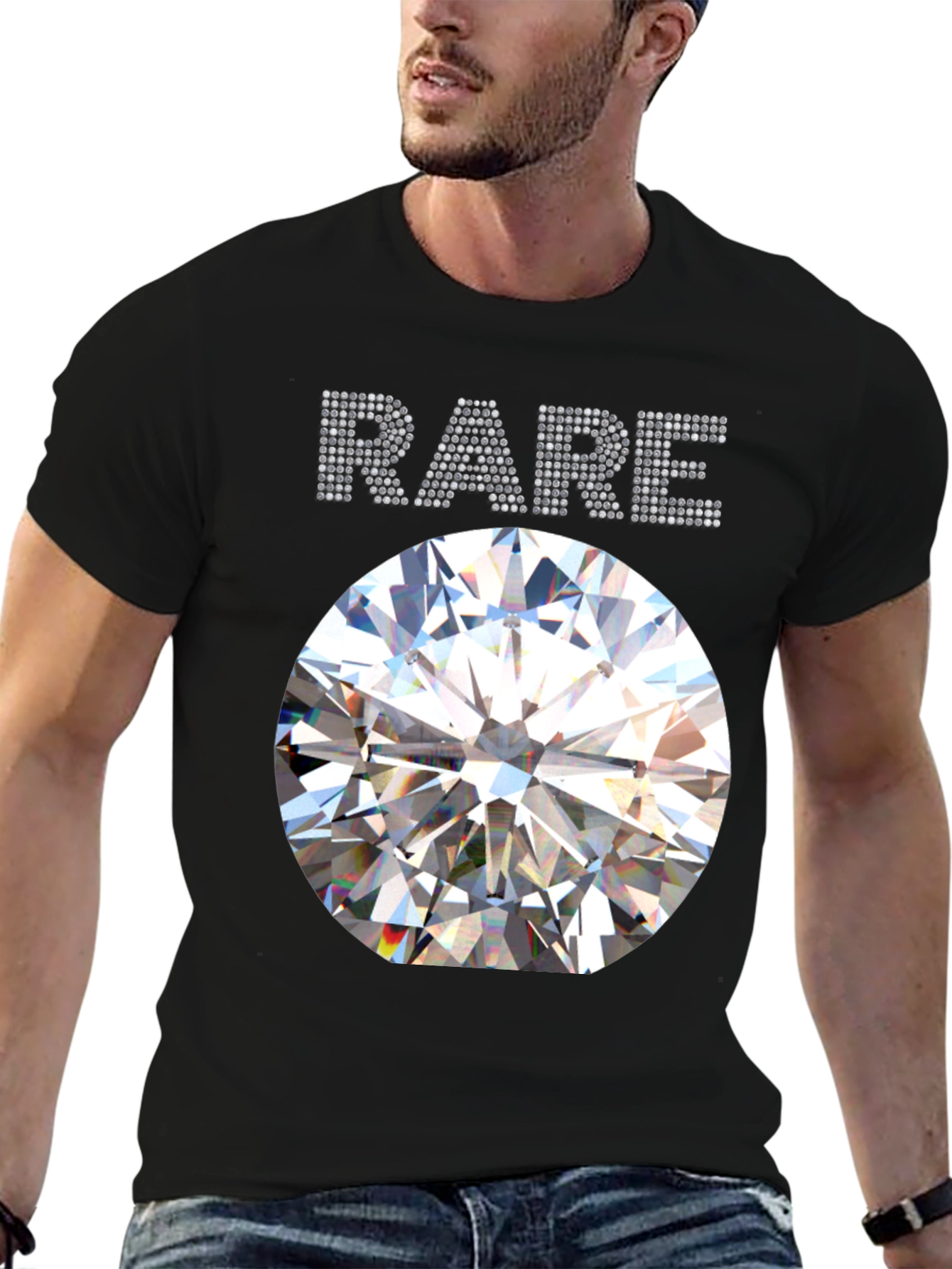 Mens Rare Diamond Graphic Black T-Shirt