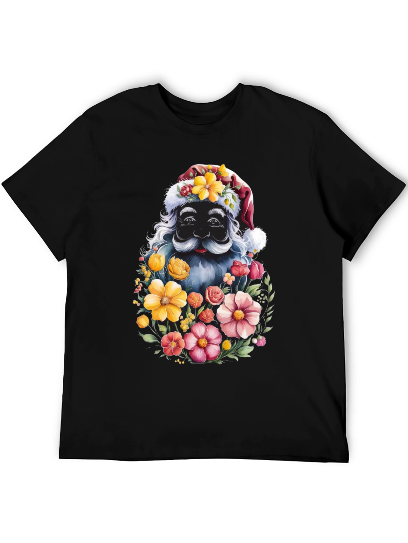 Floral Santa Graphic Tee - Holiday Cheer