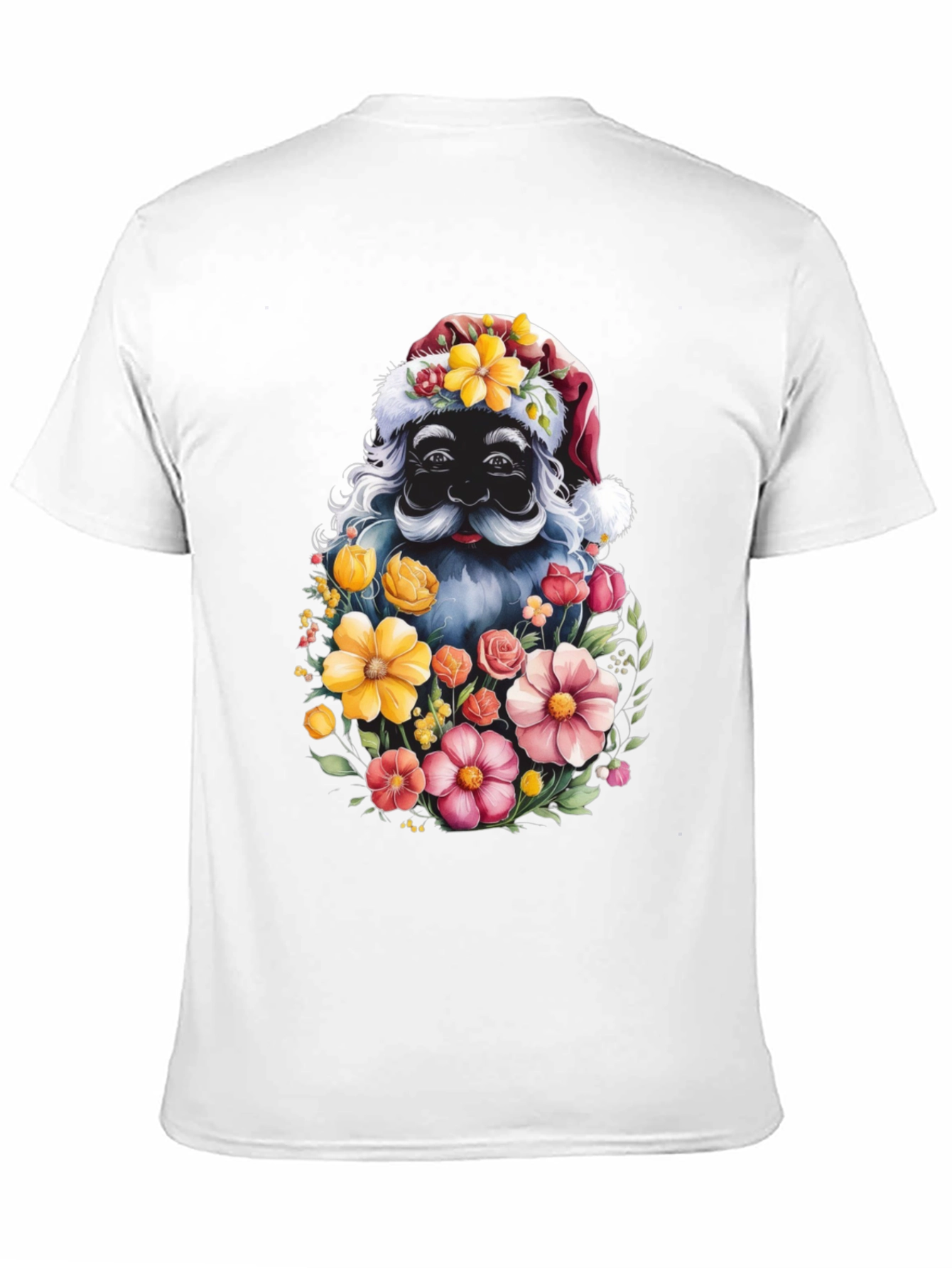 Floral Santa Graphic Tee - Holiday Cheer