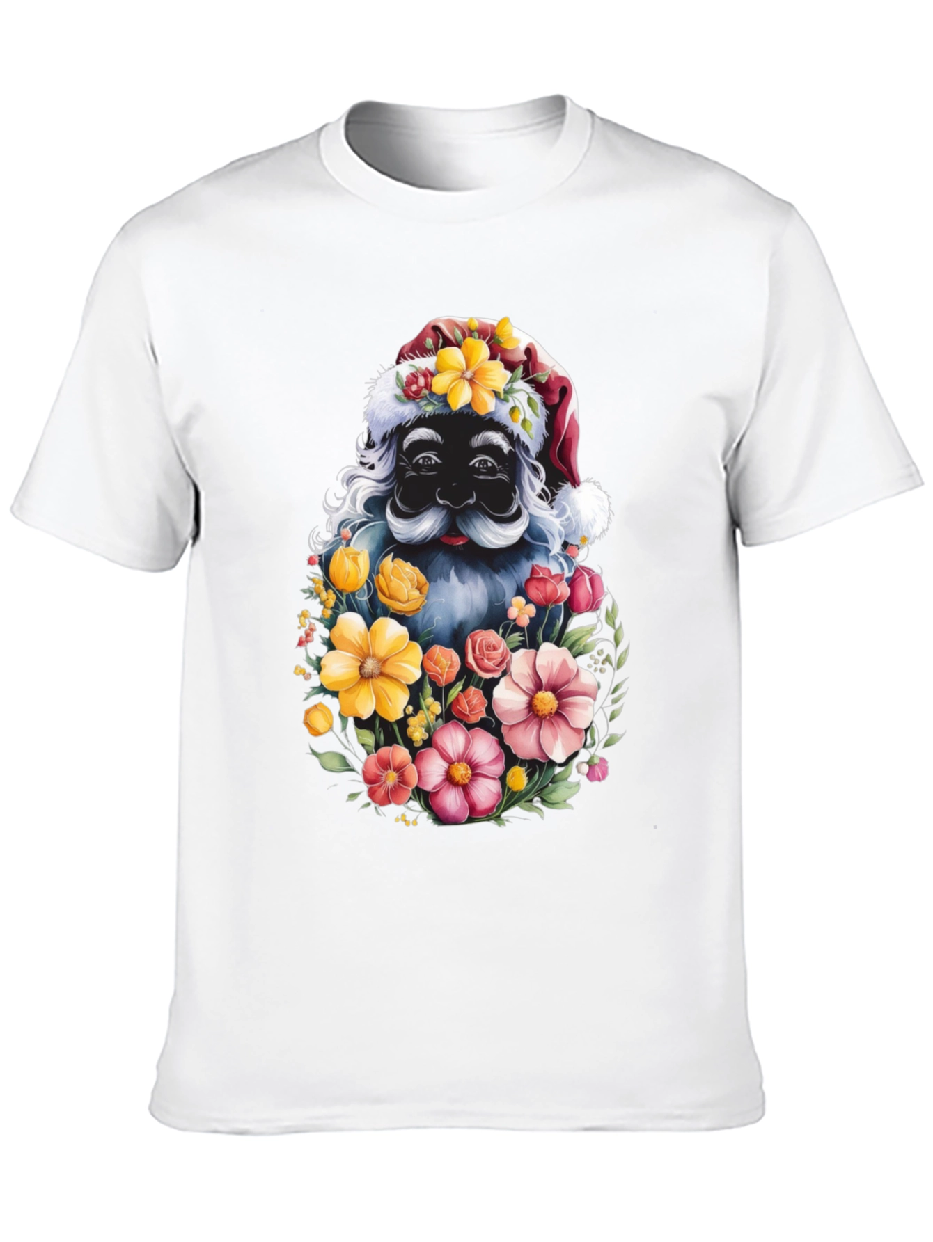 Floral Santa Graphic Tee - Holiday Cheer
