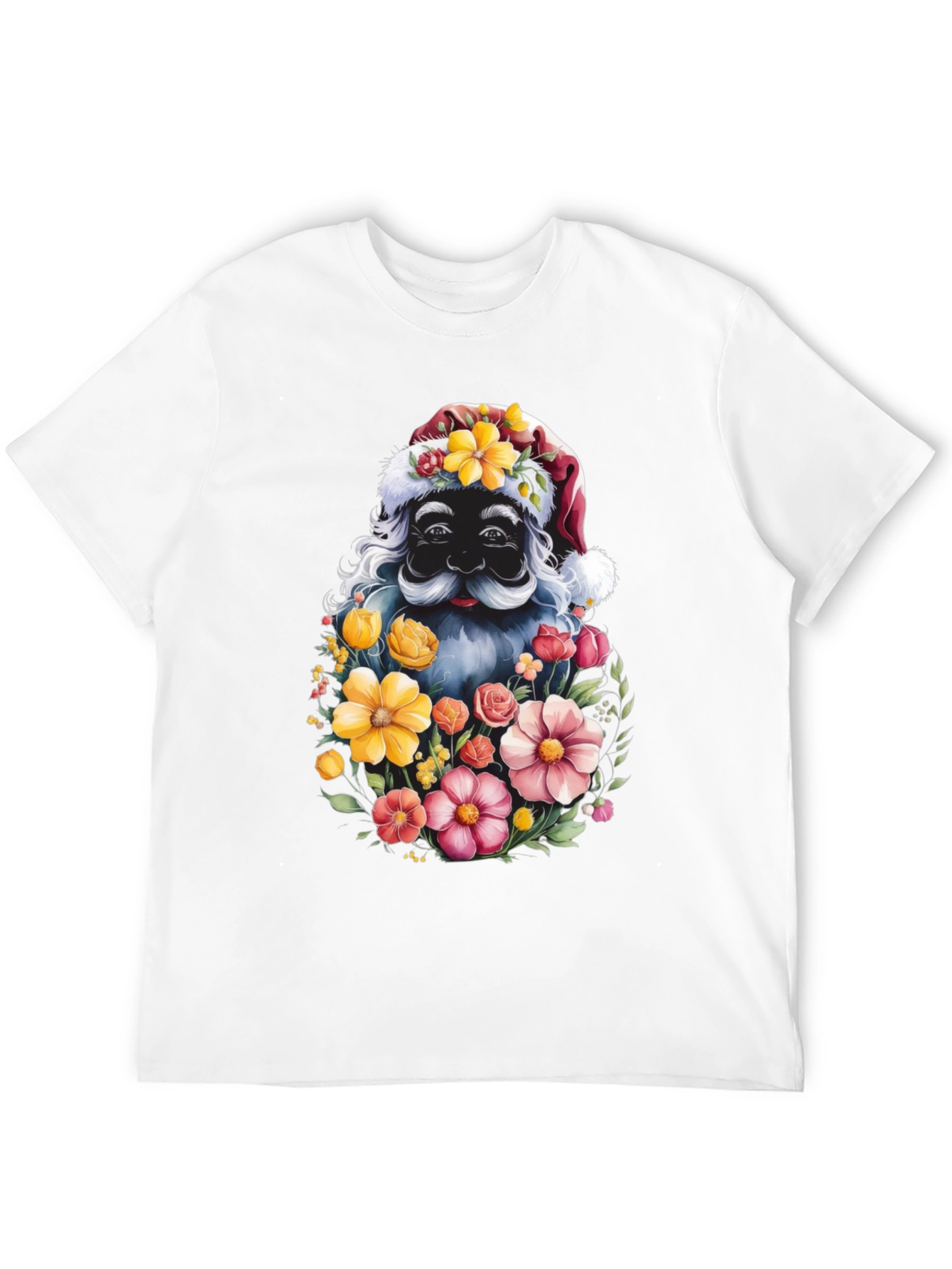 Floral Santa Graphic Tee - Holiday Cheer