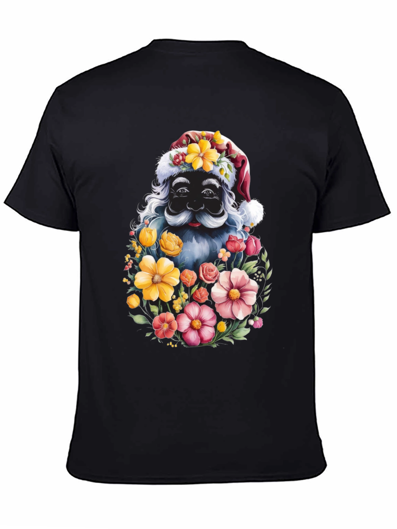 Floral Santa Graphic Tee - Holiday Cheer