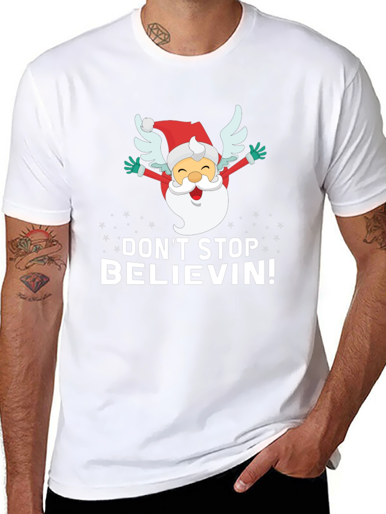 Dont Stop Believin Santa Graphic Tee