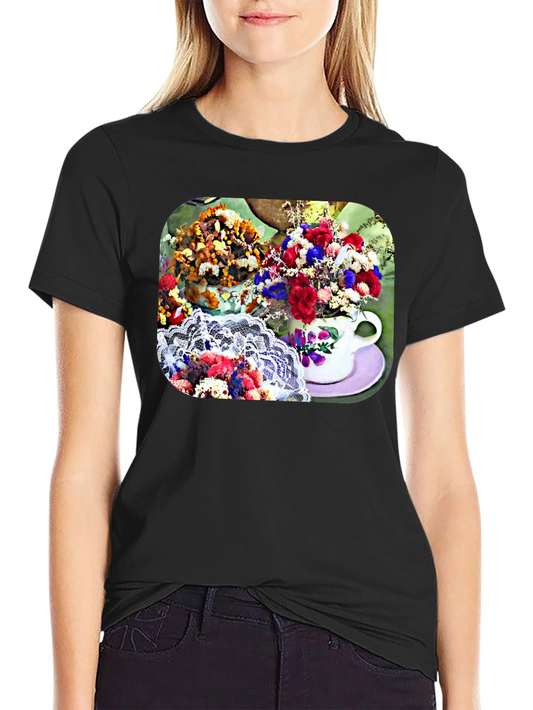 Floral Teacup Graphic Tee - Stylish Casual Wear