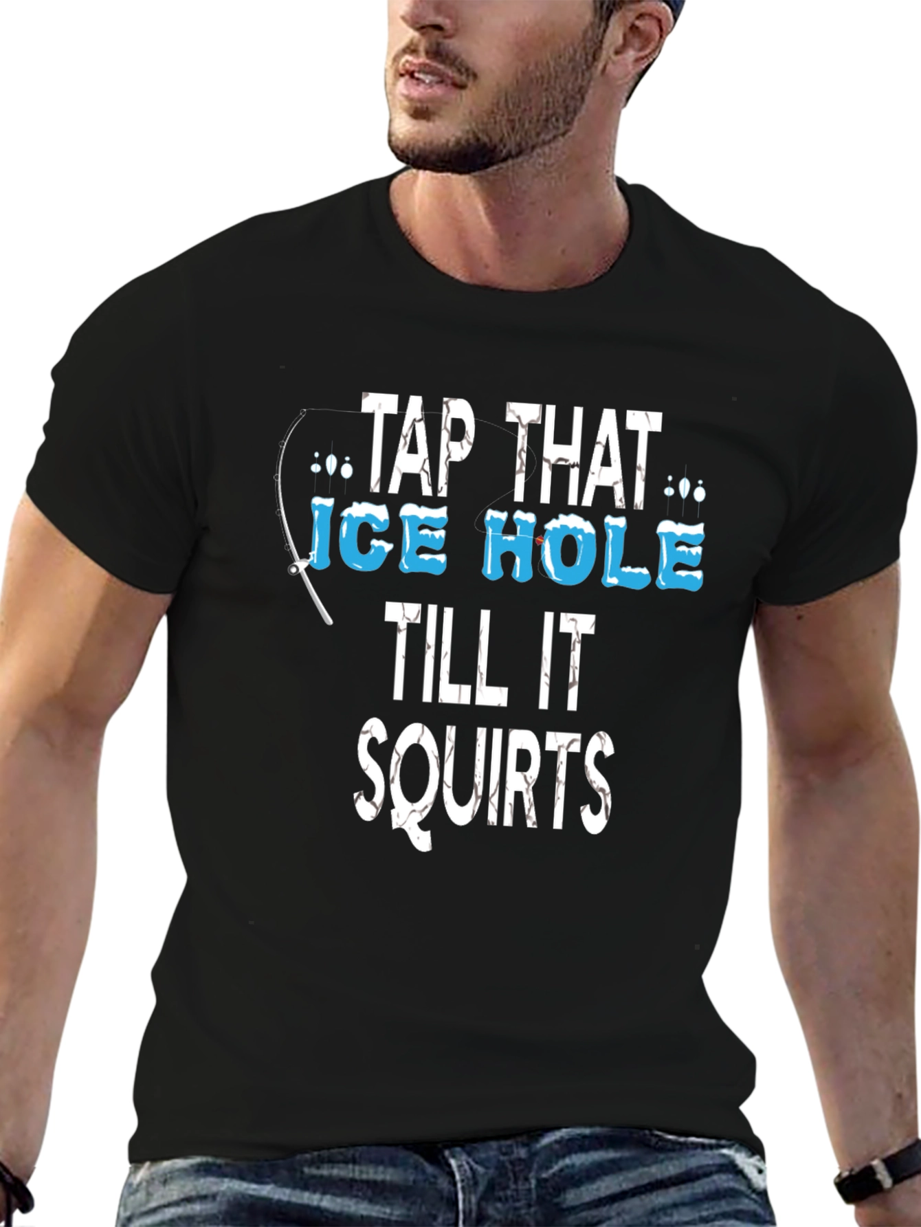Tap That Ice Hole Fishing Graphic Tee