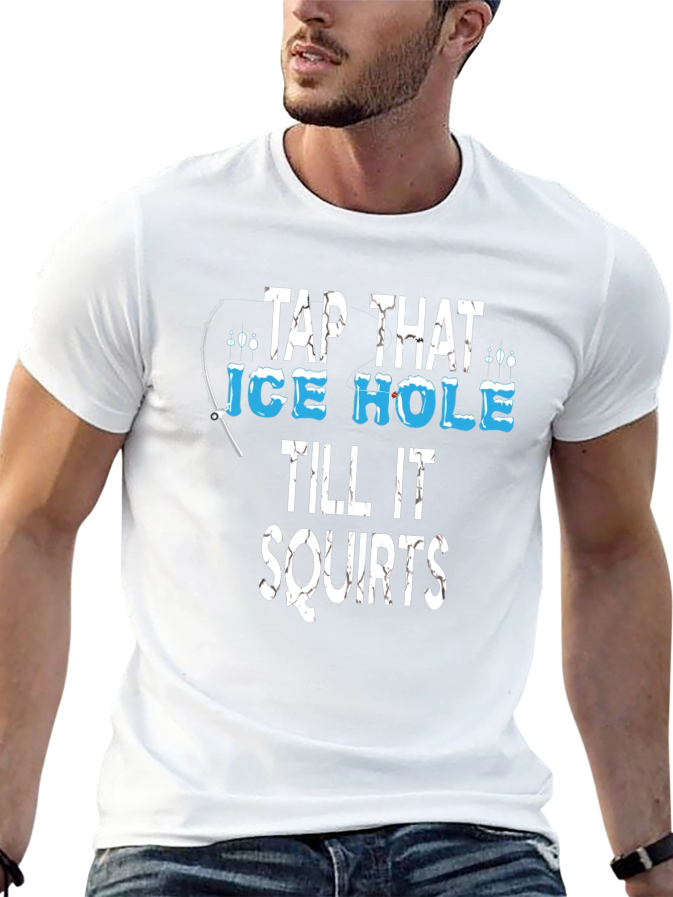 Tap That Ice Hole Fishing Graphic Tee