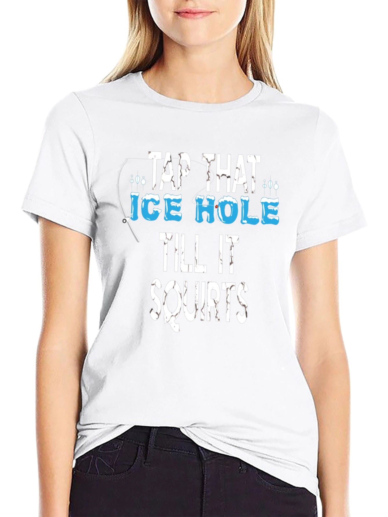 Tap That Ice Hole Fishing Graphic Tee