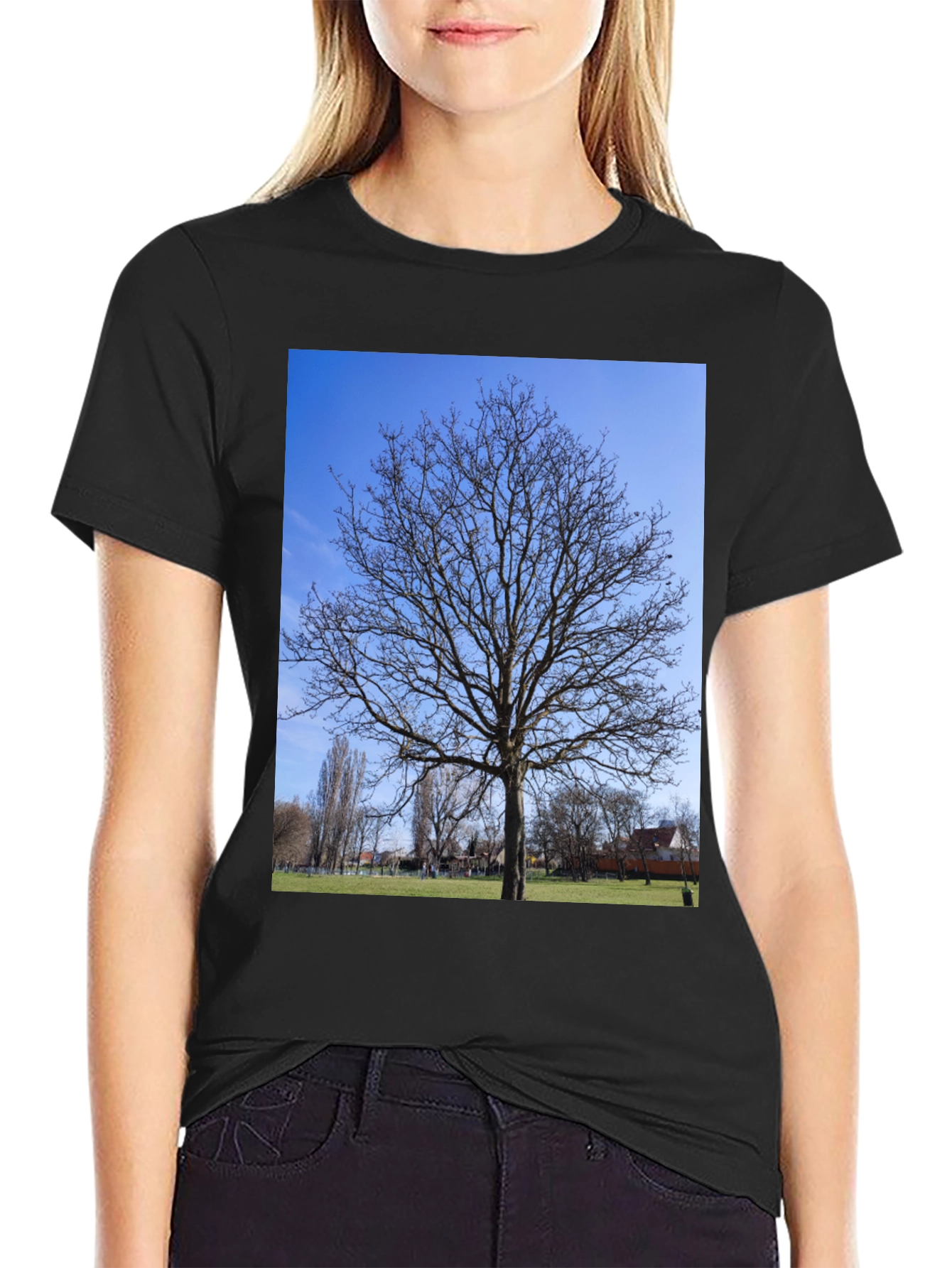Nature Tree Graphic Black T-Shirt