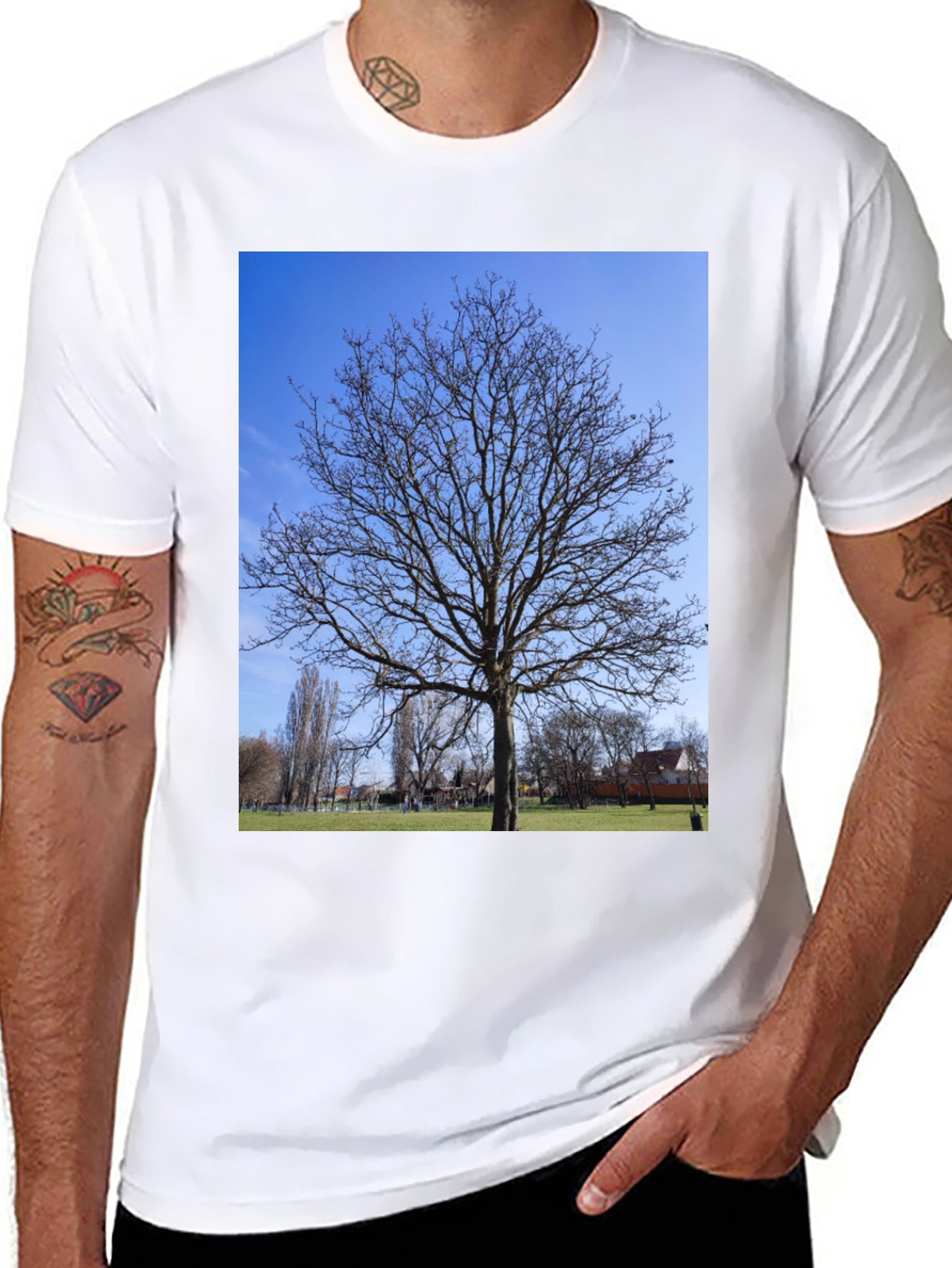 Nature Tree Graphic Black T-Shirt