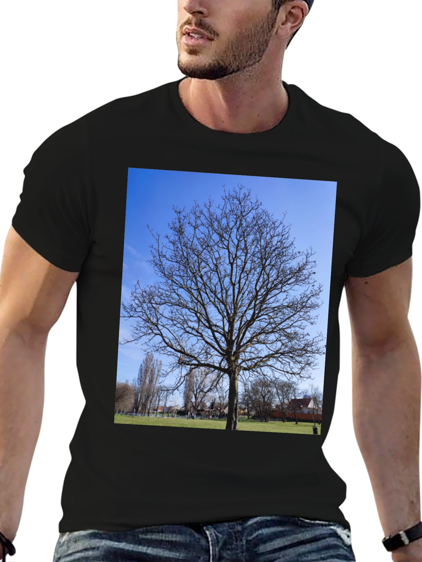 Nature Tree Graphic Black T-Shirt
