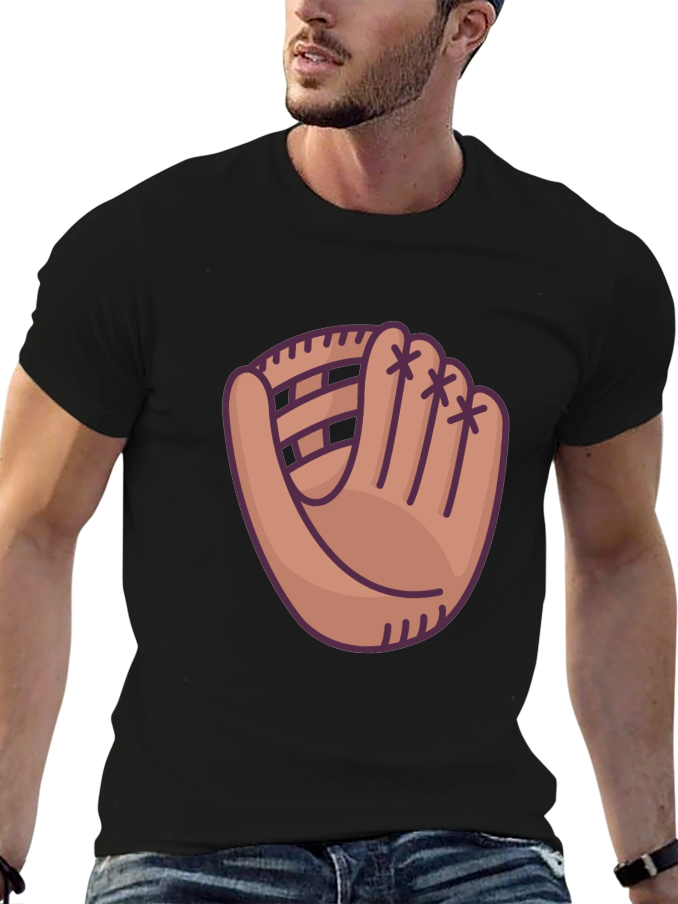 Baseball Glove Graphic T-Shirt - Sporty Casual Wear