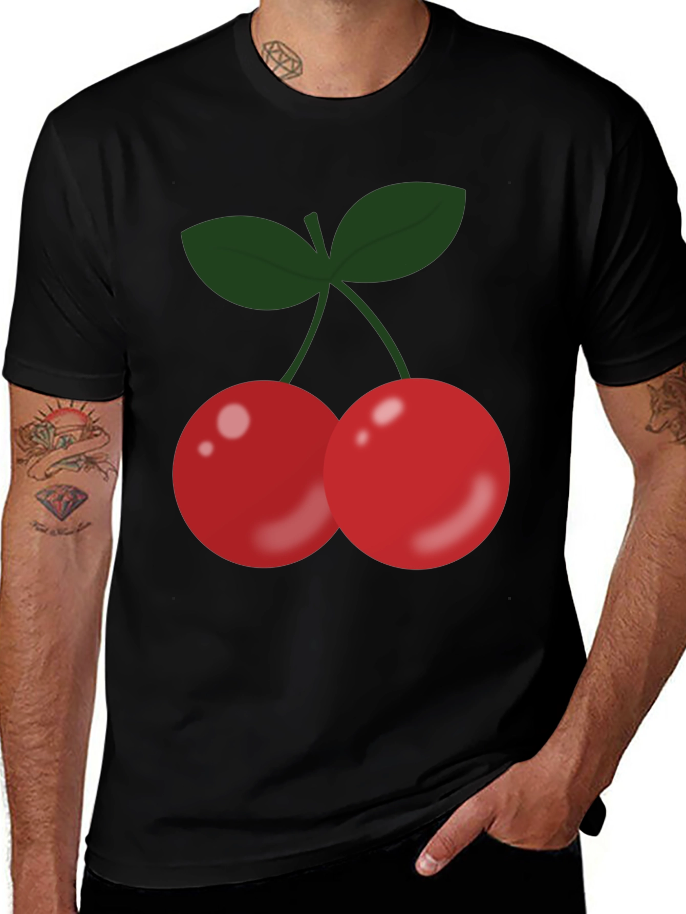 Cherry Graphic Black T-Shirt