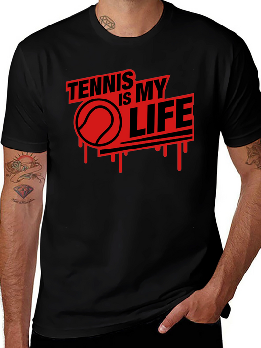 Tennis is My Life Graphic Tee - Sporty Black T-Shirt