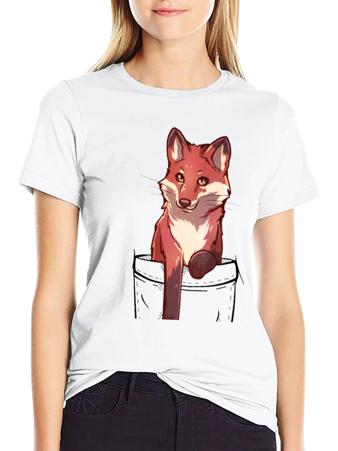 Fox in Pocket Graphic T-Shirt
