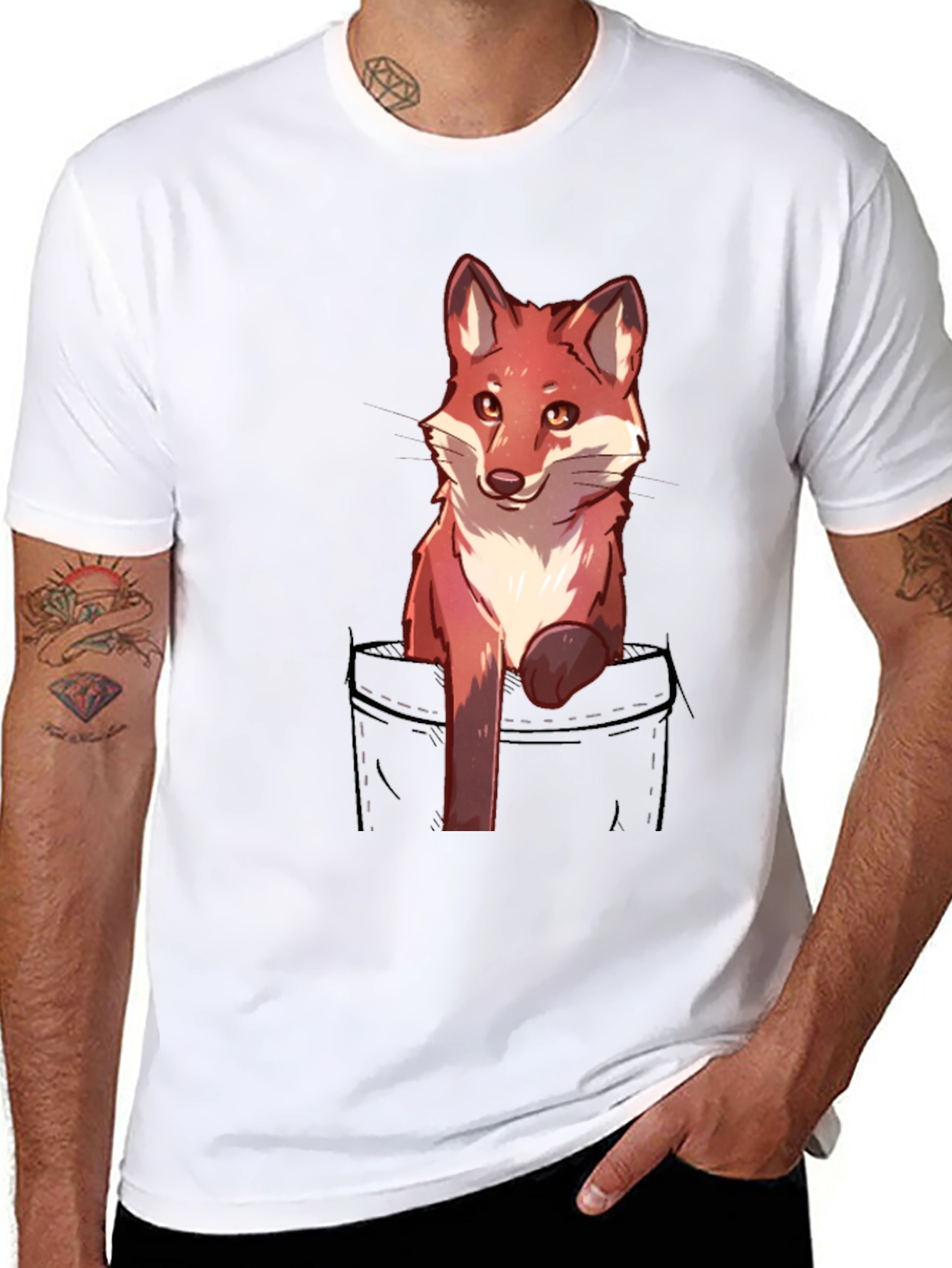 Fox in Pocket Graphic T-Shirt