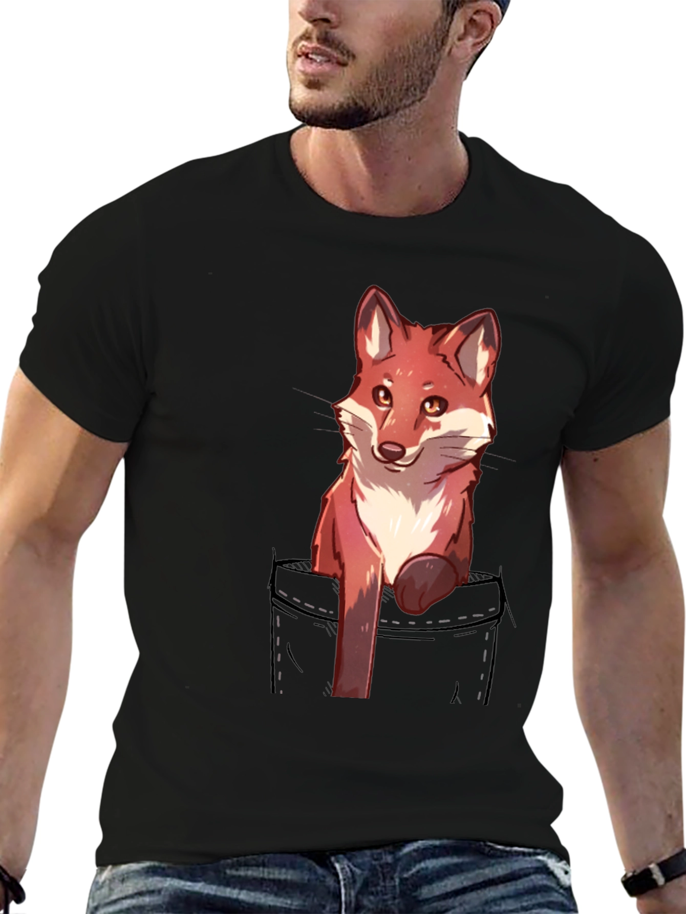 Fox in Pocket Graphic T-Shirt